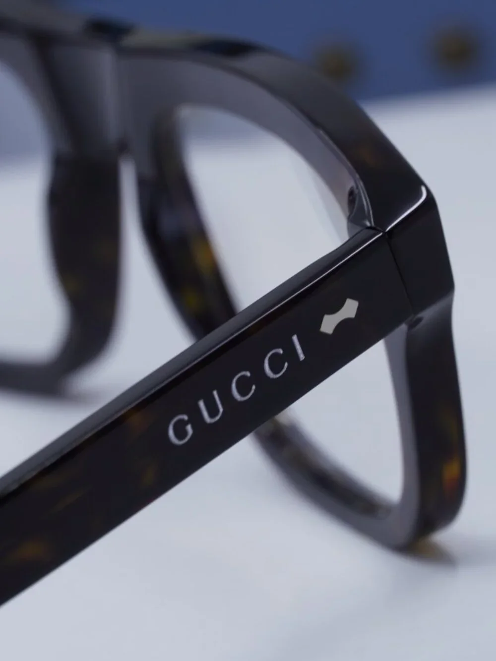 Gucci GG1712S 002 Square Sunglasses - Dark Havana\ Clear/Dark Green Clip-On